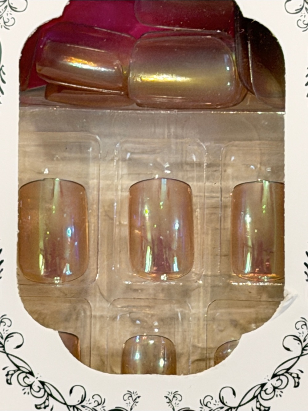 Gold Cat Eye Ombre Press On Nails Glazed Nude Chrome Glam